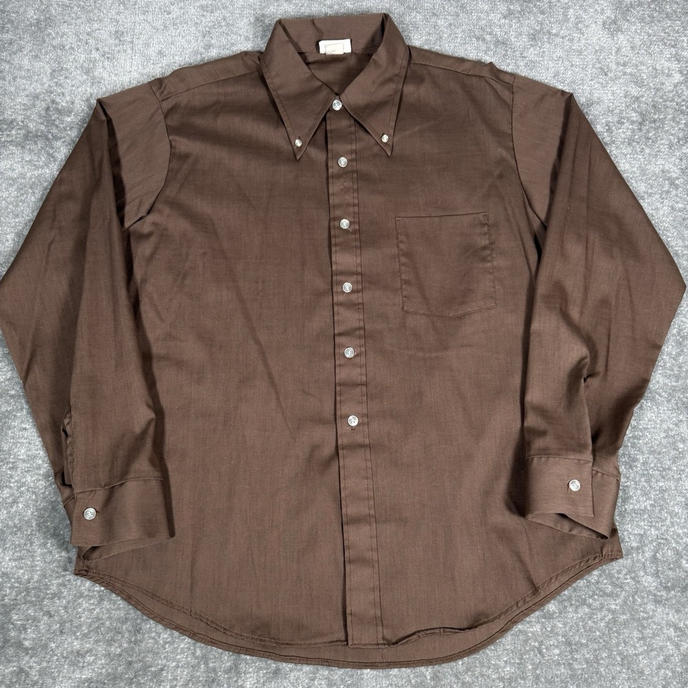 Vintage Kings Road Shirt Men's Large Brown Long Sleeve Button Up Disco Retro 70s